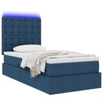 vidaXL Lit avec rangement et LED avec LED Bleu 100 x 200 cm Polyester