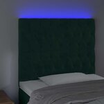 vidaXL Tête de lit à LED Vert foncé 90x7x118/128 cm Velours