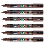 Marqueur pointe conique moyenne pc5m 1 8 - 2 5mm marron x 6 POSCA