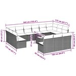 vidaXL Salon de jardin avec coussins 14 Pièces gris clair résine tressée