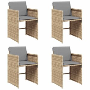 vidaXL Chaises de jardin avec coussins lot de 4 mélange beige