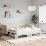 vidaXL Lit de jour avec gigogne et matelas crème 100x200 cm tissu