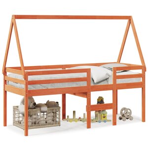 vidaXL Lit haut sans matelas cire marron 80x200 cm bois de pin massif