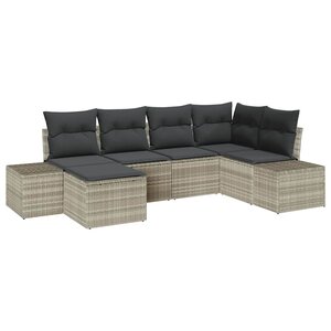 vidaXL Ensemble de canapé de jardin 6 Pièces Gris clair 264 x 154 x 85 cm