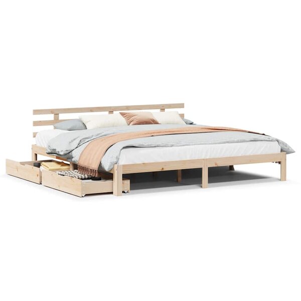 vidaXL Cadre de lit avec tiroirs sans matelas 180x200 cm