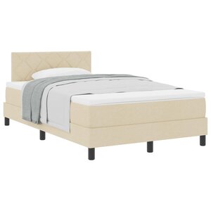 vidaXL Lit à ressorts avec tête de lit Crème 120 x 200 cm tissu