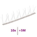 vidaXL Ensemble de 10 pointes à 5 rangées contre oiseaux Inox 5 m