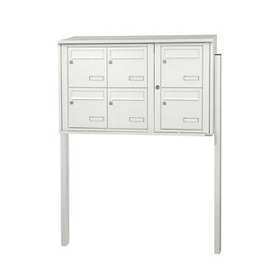 Bloc collectif leabox.com  3x2  grade 3  simple face  Extérieur  fixation sur pieds à sceller  Blanc pur RAL 9010  finition brillante