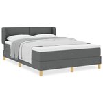 Lit à ressort box avec matelas en gris foncé  160x200 cm en tissu