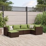 vidaXL Salon de jardin 6 Pièces avec coussins Marron Résine tressée