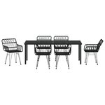 vidaXL Ensemble de dîner de jardin 7 pièces Rattan Poly Noir