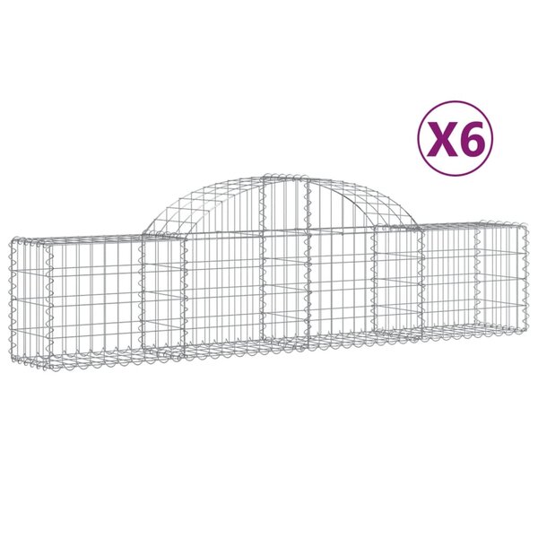 vidaXL Paniers à gabions arqués 6 Pièces 200x30x40/60 cm Fer galvanisé
