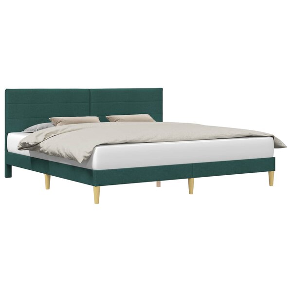vidaXL Cadre de lit avec tête de lit Vert foncé 180 x 200 cm Tissu