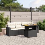 vidaXL Salon de jardin 5 Pièces avec coussins noir résine tressée