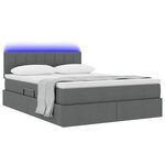 vidaXL Lit de rangement LED avec matelas Gris foncé 140 x 190 cm Tissu
