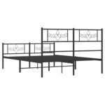 vidaXL Cadre de lit métal avec tête de lit/pied de lit noir 140x190 cm