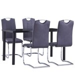 vidaXL Ensemble de salle à manger 5 Pièces Similicuir daim Gris