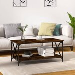 vidaXL Table basse Chêne fumé 100x50x45 cm Bois d'ingénierie et fer