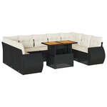 vidaXL Salon de jardin 10 Pièces avec coussins noir résine tressée