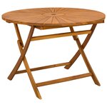 vidaXL Table de jardin pliante Naturel Ø110 x 75 cm
