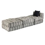 vidaXL Pouf modulaire à 3 places Gris rayé Tissu