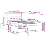 vidaXL Cadre de lit sans matelas cire marron 100x200cm bois pin massif