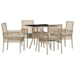 vidaXL Ensemble de Salle à Manger de Jardin 5 Pièces Beige Poly Rattan