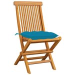 vidaXL Chaises de jardin avec coussins bleu clair lot de 8 Teck massif