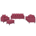 vidaXL Ensemble de canapés 4 Pièces avec coussins Rouge bordeaux Velours