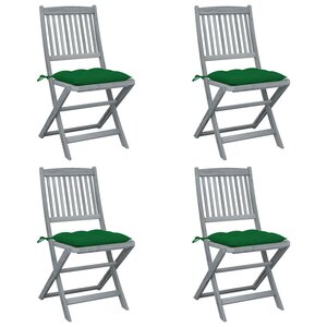 vidaXL Chaises pliables d'extérieur lot de 4 et coussins Bois d'acacia