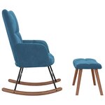 vidaXL Chaise à bascule avec tabouret en velours bleu