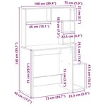 vidaXL Bureau avec étagères vieux bois 100x45x140 cm bois d'ingénierie