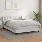 vidaXL Sommier à lattes de lit avec matelas Blanc 140x190cm Similicuir