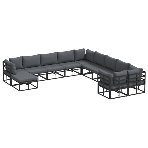 vidaXL Ensemble de canapé de jardin 11 Pièces Noir Aluminium