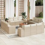vidaXL Salon de jardin avec coussins 13 Pièces beige résine tressée