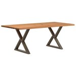 vidaXL Table à manger avec bord vivant 200x100x74 cm bois massif chêne