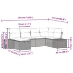 vidaXL Set de canapé de jardin 6 pièces avec coussins en rotin noir