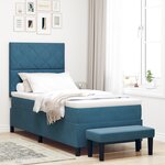 vidaXL Lit Box Spring avec Matelas & Banc Bleu Foncé 90x190 cm Velours