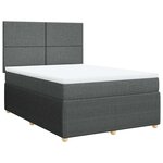 vidaXL Sommier à lattes de lit avec matelas Gris foncé 140x190cm Tissu