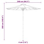 vidaXL Parasol de jardin Ø 240 x 260 cm Bambou Rond Crème blanc