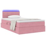 vidaXL Lit de rangement LED avec matelas Rose 120 x 200 cm Velours