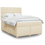 vidaXL Sommier à lattes de lit avec matelas Crème 160x200 cm Tissu