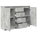 vidaXL Buffet avec tiroirs gris béton 100 5x35x76 cm bois d'ingénierie