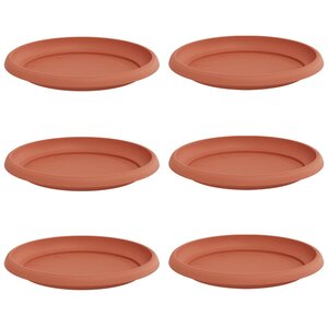 vidaXL Plateau à fleurs rond 6 Pièces Rouge brique Ø 21 5 x 2 5 cm