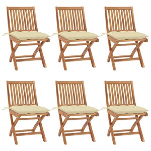 vidaXL Chaises pliables de jardin avec coussins lot de 6 Bois de teck
