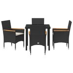 vidaXL Ensemble de salle à manger pour jardin 5 Pièces Noir Poly rotin