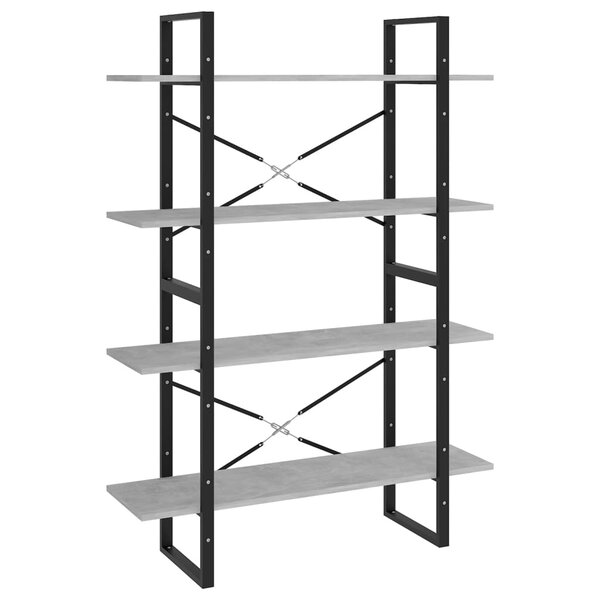 vidaXL Bibliothèque à 4 niveaux gris béton bois d'ingénierie