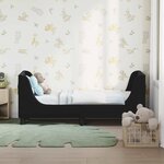 vidaXL Cadre de lit pour tout-petit avec tête de lit Noir 70 x 140 cm