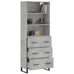 vidaXL Buffet haut Gris béton 69 5x34x180 cm Bois d'ingénierie