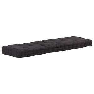 vidaXL Coussin de plancher de palette Coton 120x40x7 cm Noir